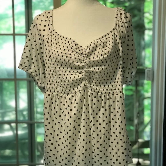 Grayson Social Tops - Grayson Social polka dots on white blouse Size 4X.  NWOT